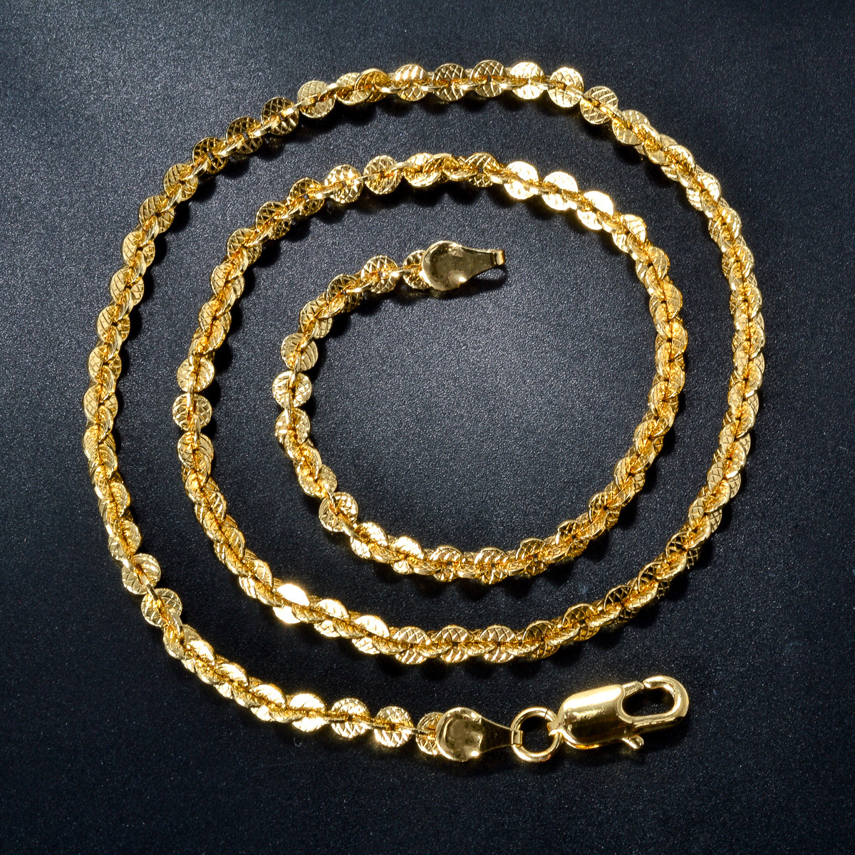 Vintage Inspired Sequin Chain Necklace Classic Embossed Texture